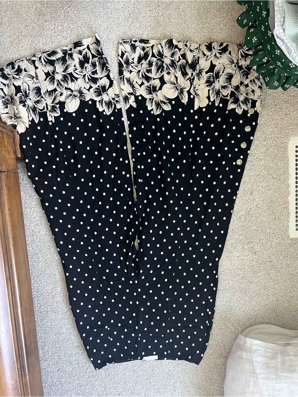 Anthropologie Black Polka Dot Skirt with Cream Dots